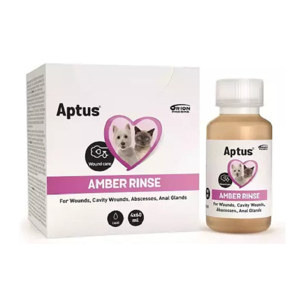 Aptus Amber Rinse roztok na ošetrenie pokožky a rán u psov a mačiek 4x60ml