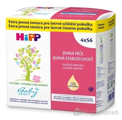E-shop HiPP BabySANFT Vlhčené obrúsky - čistiace, 4 x 56 ks