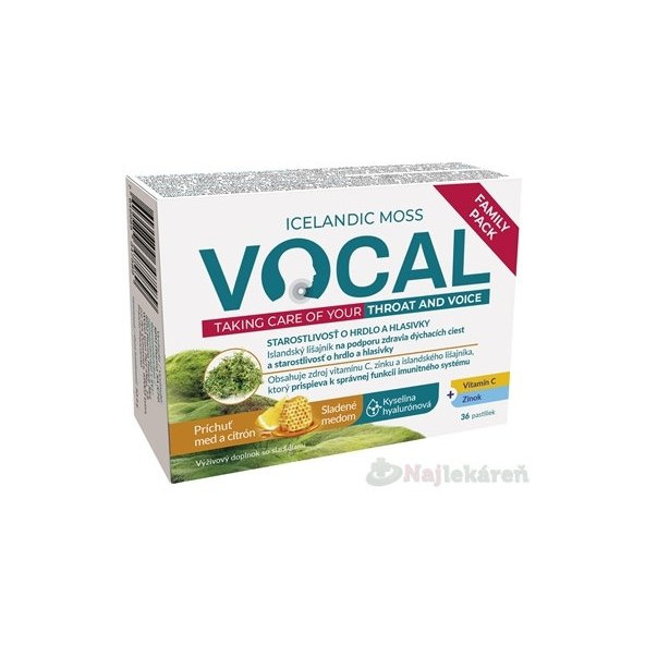 Vocal HA pastilky s príchuťou medu a citrónu 36 ks