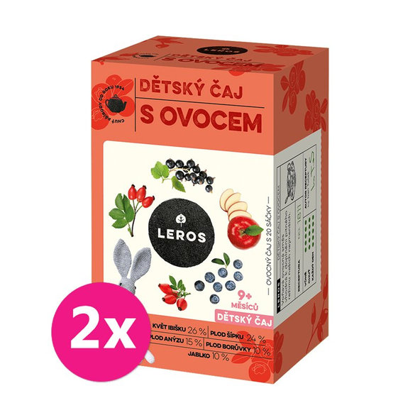 2x LEROS Čaj detský s ovocím 20x2g