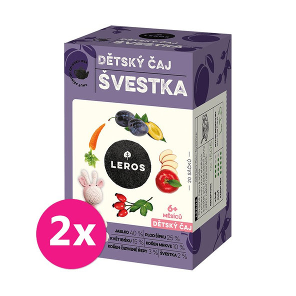 2x LEROS Čaj detský Slivka 20x2g