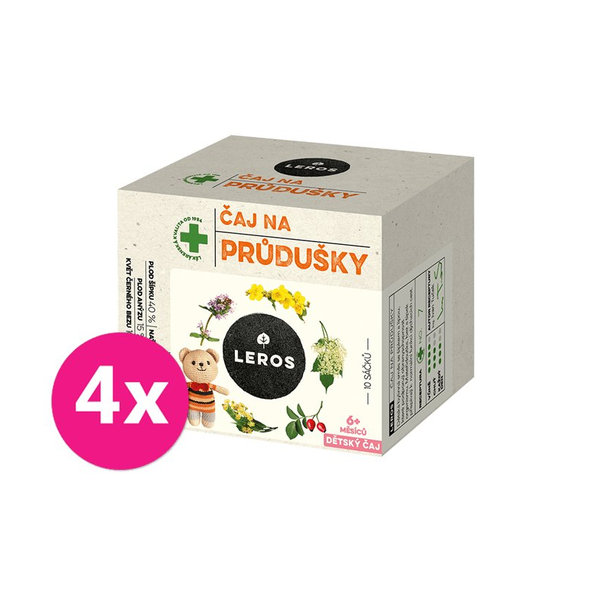 4x LEROS Čaj detský na priedušky 10x1,5g
