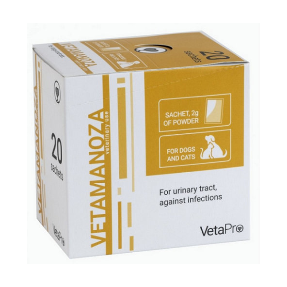 VetaPro Vetamanoza na podporu močového mechúra psov a mačiek 2g x 20 sáčkov