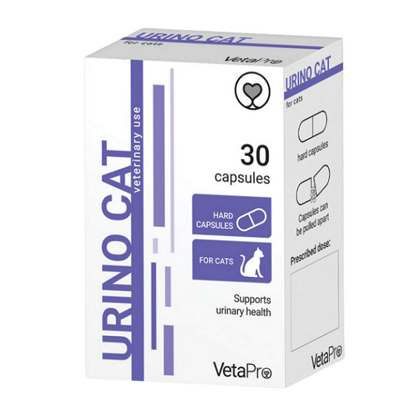 VetaPro UrinoCat výživový doplnok pre mačky s infekciami dolných močových ciest 30cps