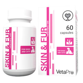 VetaPro Skin & Fur výživový doplnok pre psy a mačky s kožnými poruchami 60cps