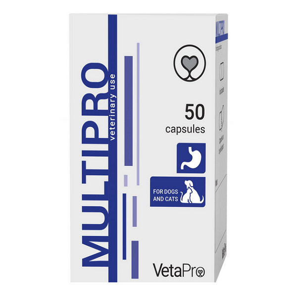 VetaPro Multipro výživový doplnok pre psy a mačky s narušenou črevnou rovnováhou 50cps