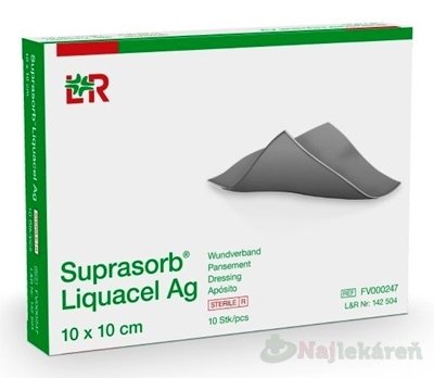 E-shop Suprasorb Liquacel Ag Krytie na rany s antimikrobiálnym striebrom, 10 x 10 cm, 10 ks