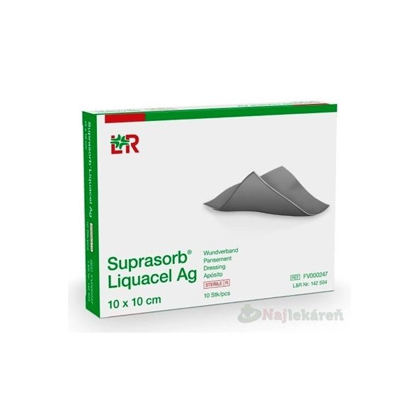 Suprasorb Liquacel Ag Krytie na rany s antimikrobiálnym striebrom, 10 x 10 cm, 10 ks