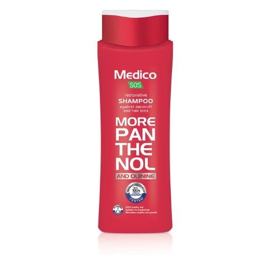 E-shop Regeneračný šampón proti lupinám a vypadávaniu vlasov s chinínom a panthenolom Medico SOS 390ml