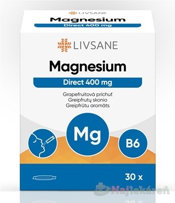 E-shop LIVSANE Magnézium Direct 400 mg prášok vo vrecúškach, grapefruitová príchuť, 30 ks