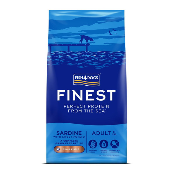 FISH4DOGS Granule malé pre dospelých psov Finest sardinka so sladkými zemiakmi 12kg, 1+