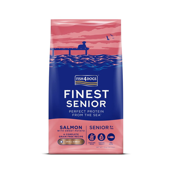 FISH4DOGS Granule malé pre starších psov Finest losos so sladkými zemiakmi 12kg, 8+