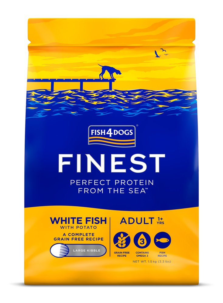E-shop FISH4DOGS Granule veľké pre dospelých psov Finest biela ryba so zemiakmi 1,5kg, 1+