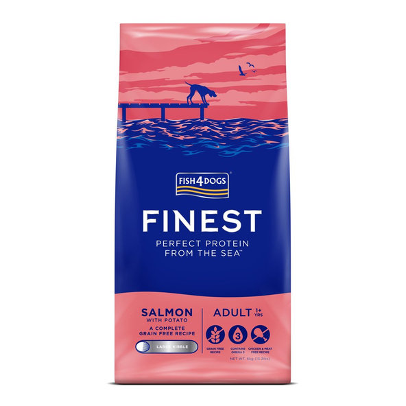 FISH4DOGS Granule veľké pre dospelých psov Finest losos so zemiakmi 6kg, 1+