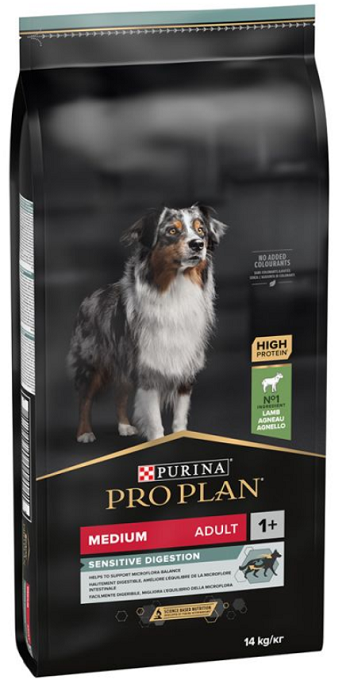 E-shop ProPlan MO Dog Opti Digest Adult Medium Sensitive Digestion jahňa granule pre psy 14kg