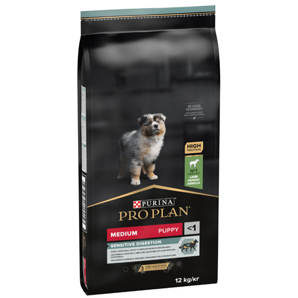 ProPlan MO Dog Opti Digest Puppy Medium Sensitive Digestion jahňa granule pre psy 12kg