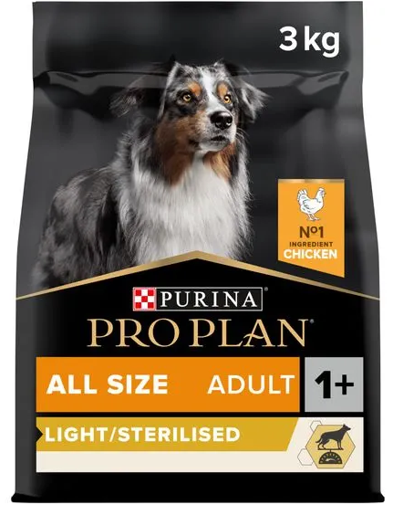 E-shop Proplan MO Dog Opti Weight Adult All Size Light/Sterilised kura granule pre psy 3kg