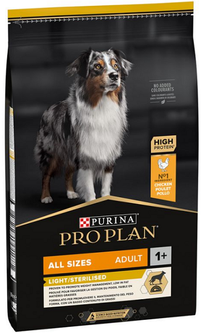 E-shop Proplan MO Dog Opti Weight Adult All Size Light/Sterilised kura granule pre psy 14kg