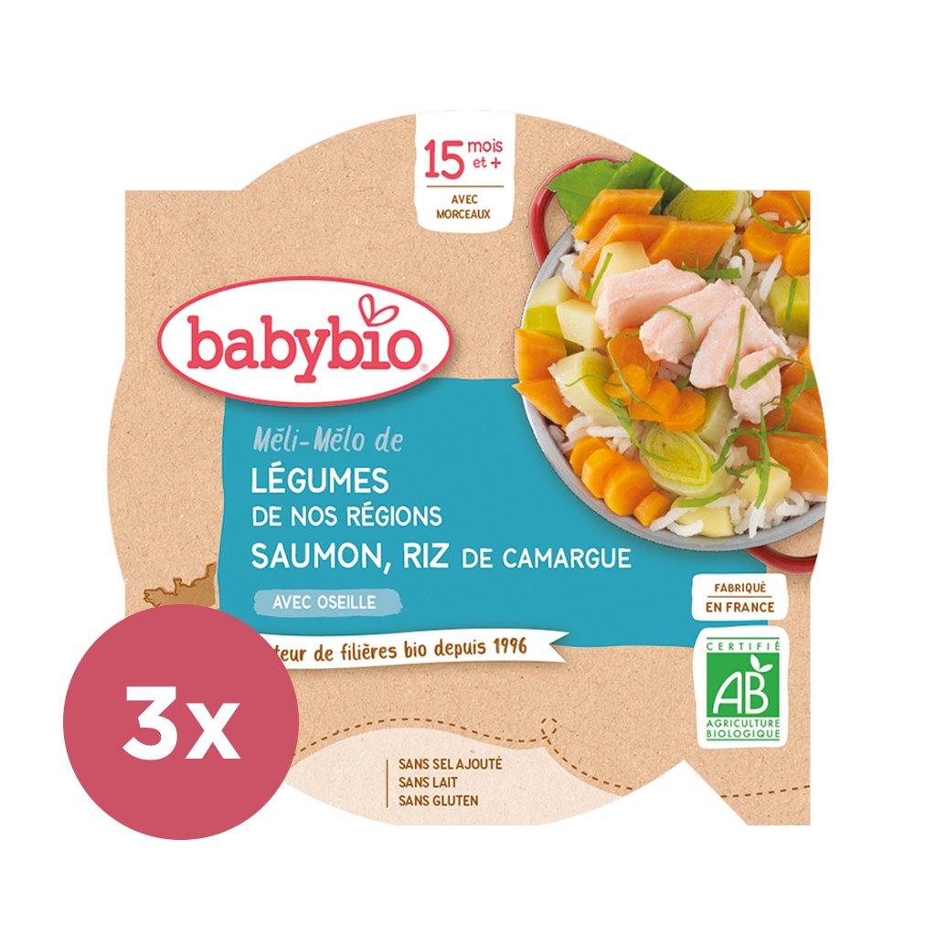 E-shop 3x BABYBIO Menu zelenina s lososom a ryžou 260 g