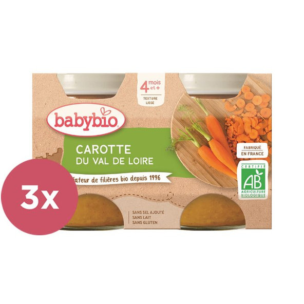 3x BABYBIO Príkrm mrkva 2x 130 g