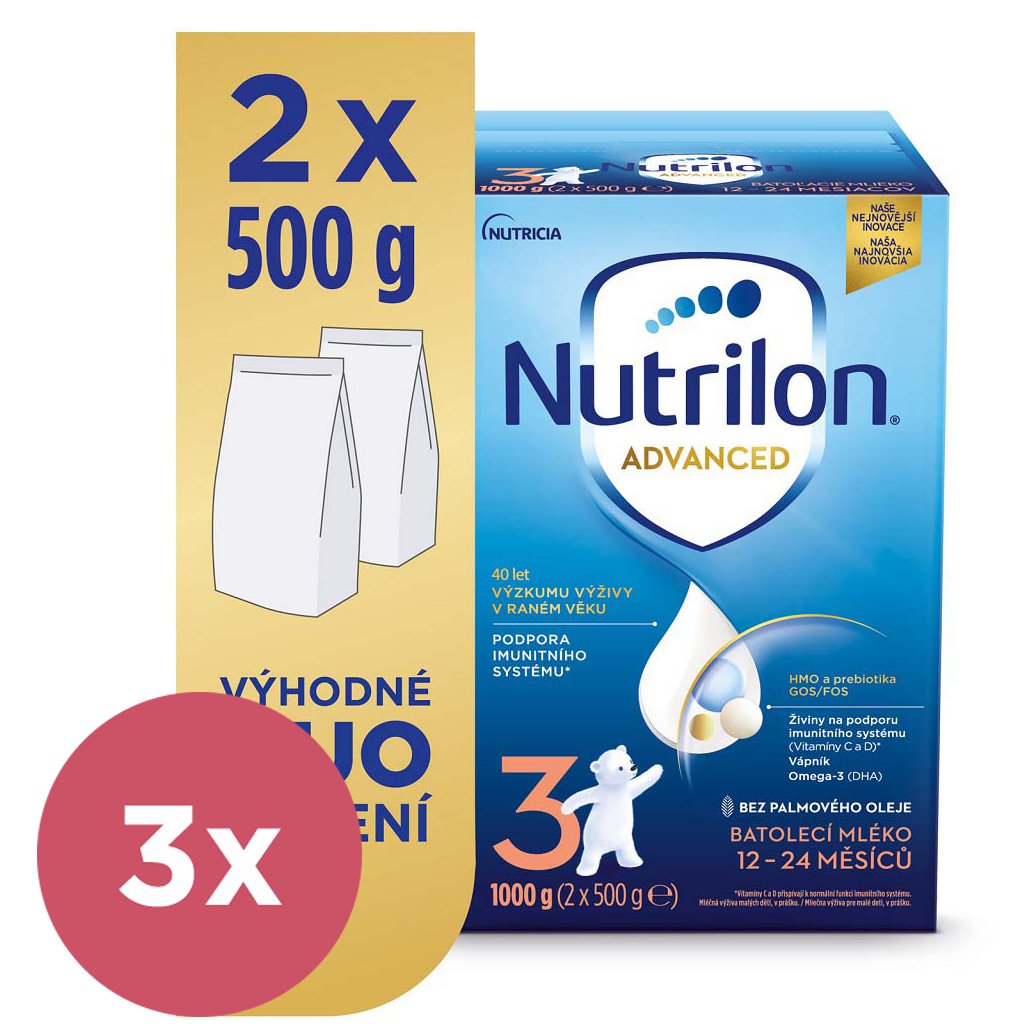E-shop 3x NUTRILON Mlieko batoľacie 3 Advanced 1 kg, 12+