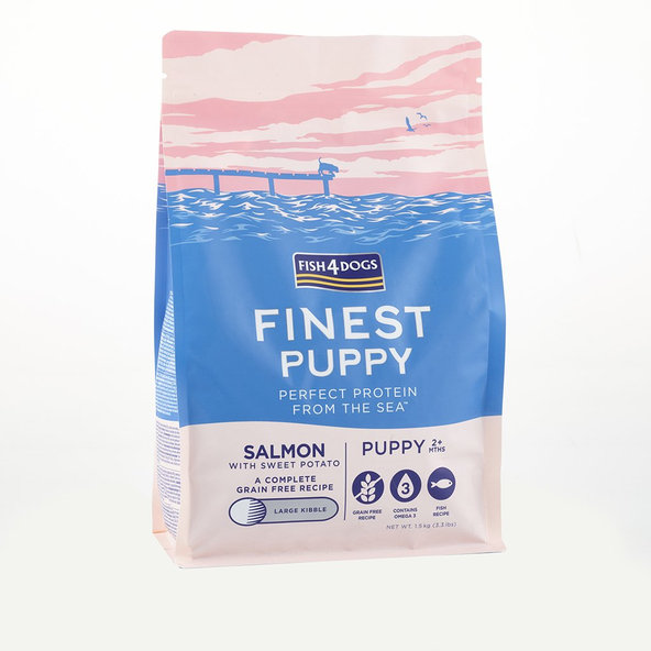 FISH4DOGS Granule veľké pre šteniatka Finest losos so sladkými zemiakmi 6kg, 2m+