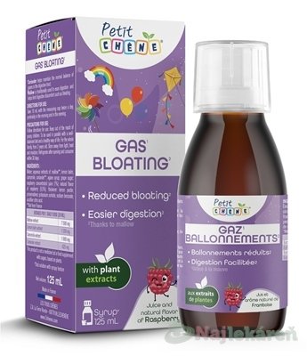 E-shop Petit CHENE GAS BLOATING detský sirup, s malinovou arómou 125 ml