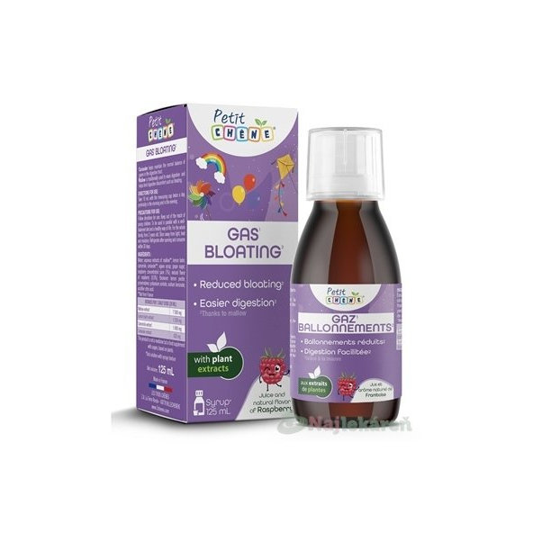 Petit CHENE GAS BLOATING detský sirup, s malinovou arómou 125 ml