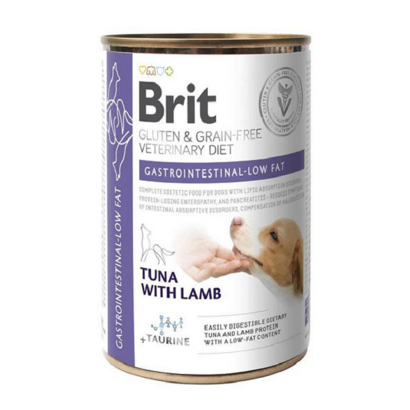 Brit Veterinary Diets GF dog Cans Gluten & Grain free Gastrointestinal-low fat konzerva pre psy 400g