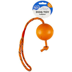 Hračka DUVO+ Lopta gumená s povrazom, priemer 6cm, dĺžka 30cm