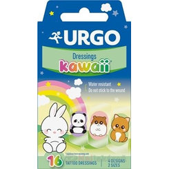 URGO Náplasti KAWAII vodeodolné detské náplasti, 2 veľkosti, 4 motívy, 16 ks