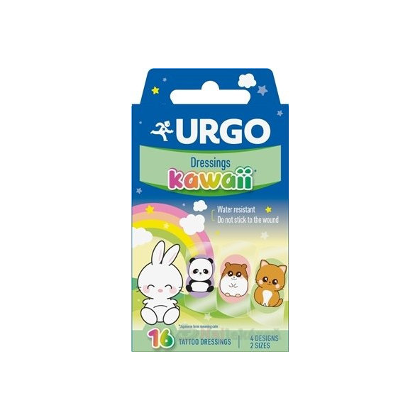 URGO Náplasti KAWAII vodeodolné detské náplasti, 2 veľkosti, 4 motívy, 16 ks