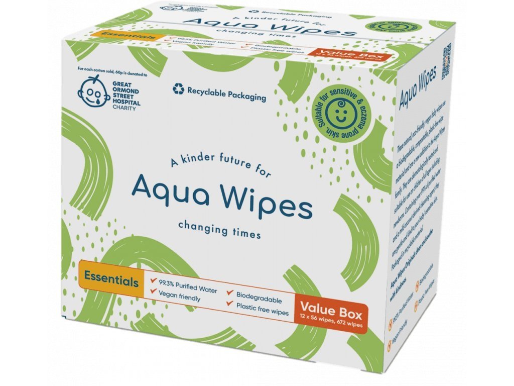E-shop AQUA WIPES Obrúsky 100% rozložitelné, 99% vody, 12x56ks = 672ks