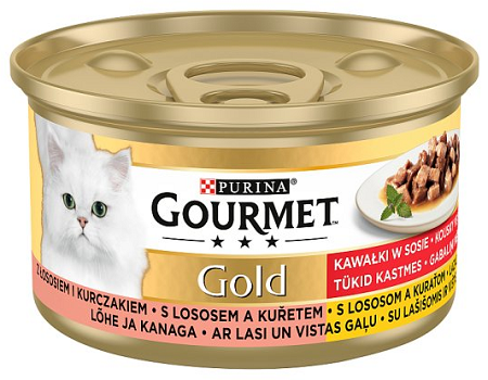 E-shop GOURMET GOLD cat losos&kura kúsky v šťave konzervy pre mačky 12x85g