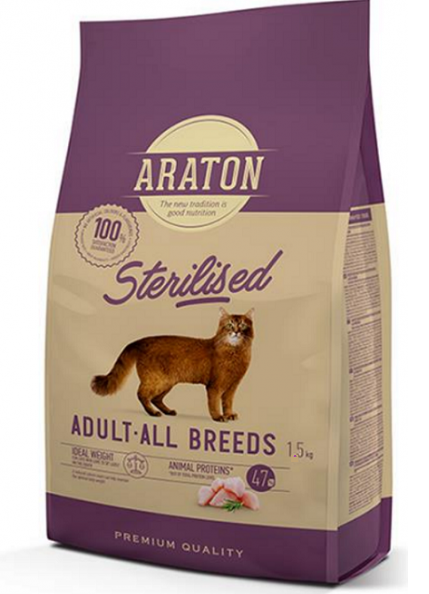 E-shop ARATON cat adult sterilised - granule pre kastrované mačky 1,5kg
