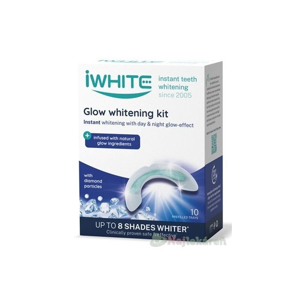 iWHITE GLOW Sada na bielenie zubov aplikátory s prírodnými prísadami a diamantovými časticami 10 ks