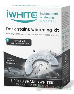 E-shop iWHITE DARK STAINS Sada na bielenie zubov aplikátory s mikroperlami s aktívnym uhlím 10 ks