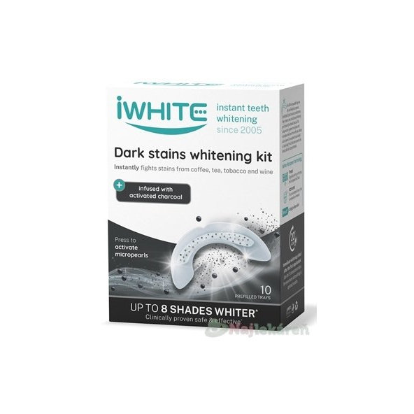 iWHITE DARK STAINS Sada na bielenie zubov aplikátory s mikroperlami s aktívnym uhlím 10 ks