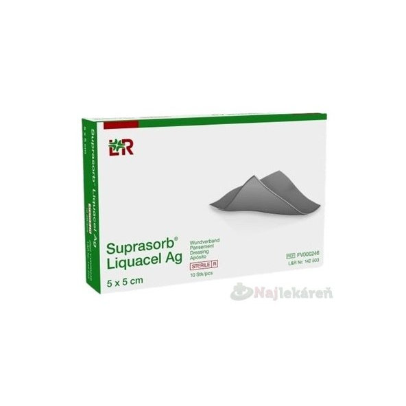 Suprasorb Liquacel Ag Krytie na rany s antimikrobiálnym striebrom, 5 x 5 cm, 10 ks