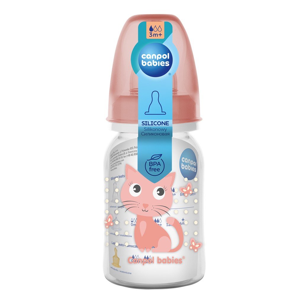 E-shop CANPOL BABIES Fľaša s potlačou Cute Animals 120 ml - ružová