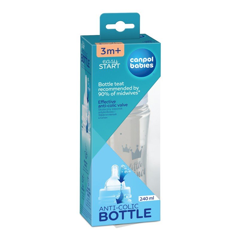 E-shop CANPOL BABIES Fľaša so širokým hrdlom Royal Baby 240 ml modrá