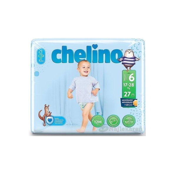 CHELINO T6 detské plienky (17-28 kg) s dermo ochranou 27 ks