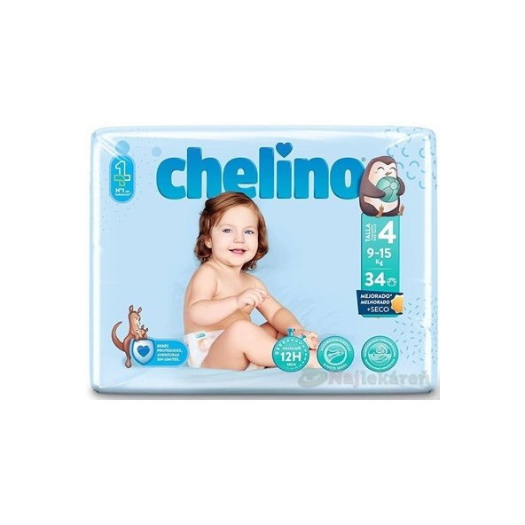 CHELINO T4 detské plienky (9-15 kg) s dermo ochranou 34 ks