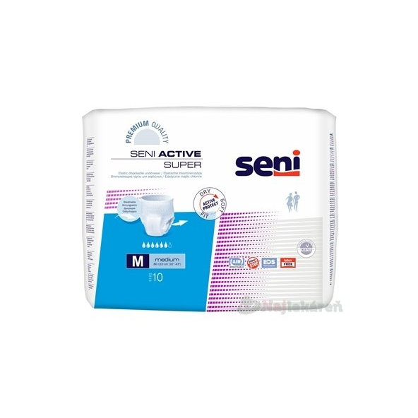 Seni ACTIVE SUPER Medium navliekacie nohavičky (obvod pás 80-110cm) 10ks