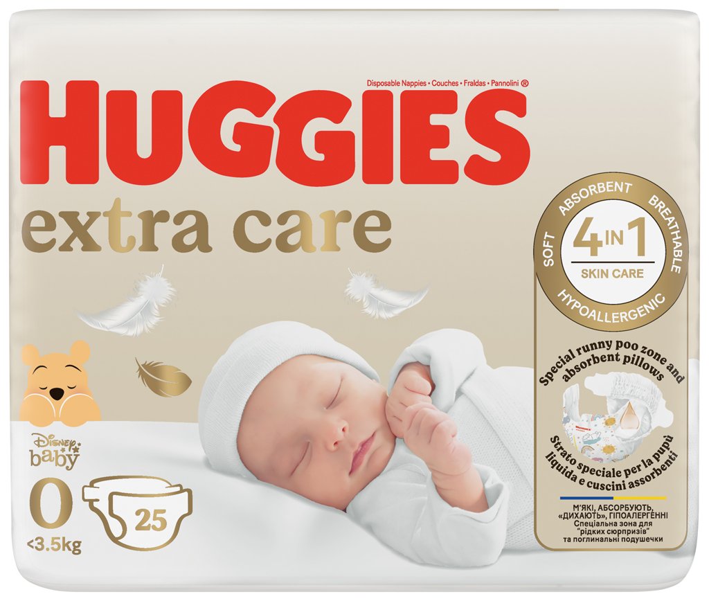 E-shop HUGGIES® Plienky jednorázové Extra Care 0 (do 4 kg) 25 ks