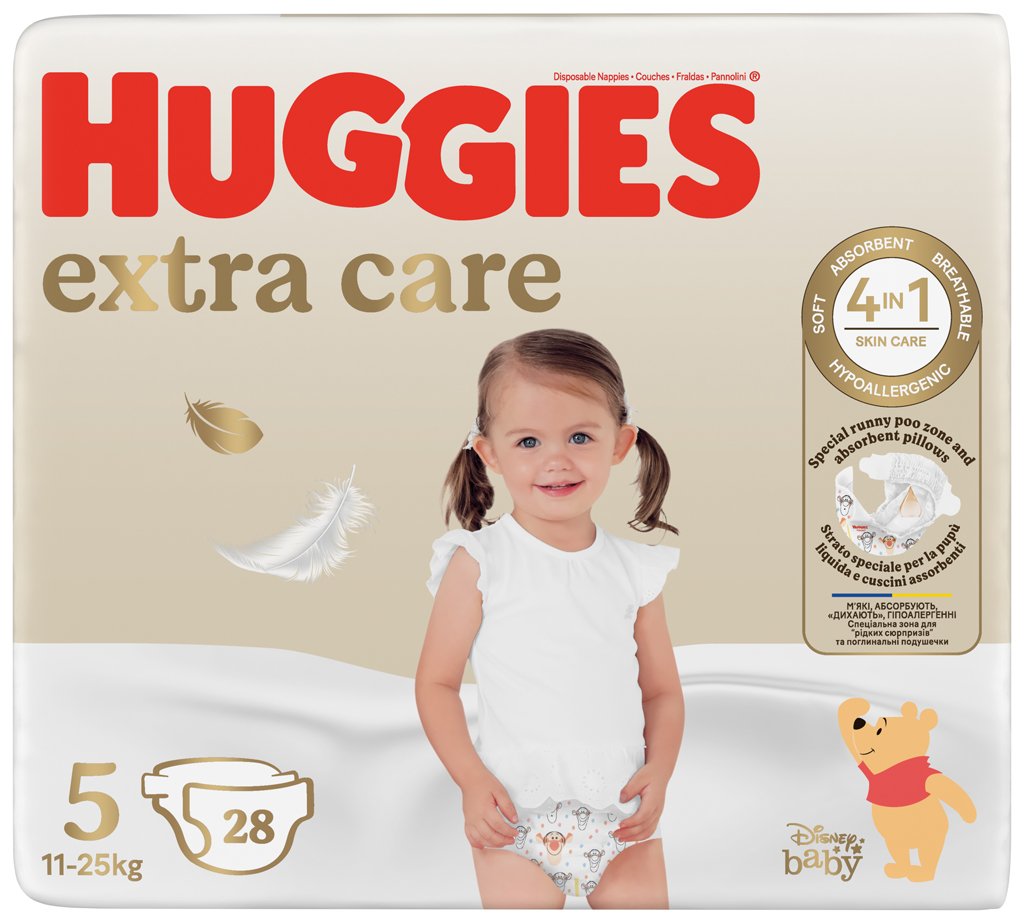 E-shop HUGGIES® Plienky jednorázové Extra Care 5 (12-17 kg) 28 ks