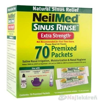 E-shop NeilMed SINUS RINSE Extra Strength Hypertonic vrecúška (morská soľ), na hygienu nosa, 70 ks