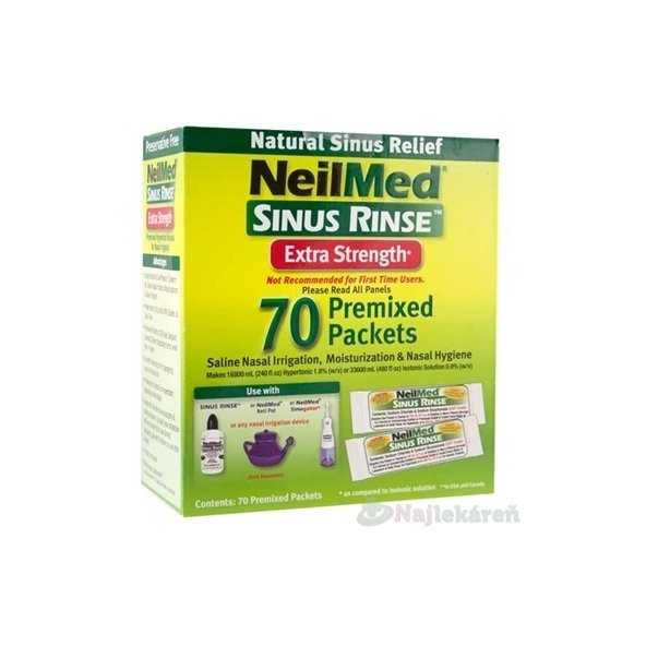 NeilMed SINUS RINSE Extra Strength Hypertonic vrecúška (morská soľ), na hygienu nosa, 70 ks