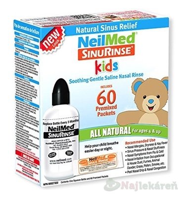 E-shop NeilMed SINUS RINSE Kids fľaška + vrecúška 60 kusov, na hygienu nosa, 1 set