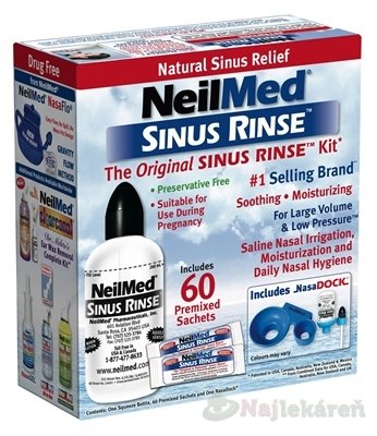 E-shop NeilMed SINUS RINSE Original Kit fľaška + vrecúška, na hygienu nosa, 1 set 60 kusov